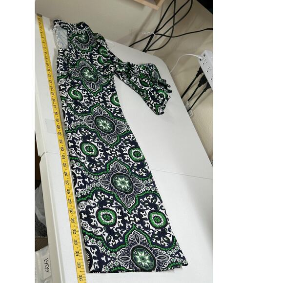 Jude Connally Dress Womens Small Green Navy Shift Geometric Jude Cloth Stretch - Picture 10 of 10